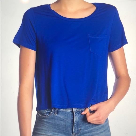 Splendid Tops - Splendid | Rayon Jersey Crop Pocket Tee Blue
